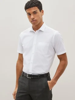Next Blanc - Coupe classique Easy Care Smart Chemises Clearance