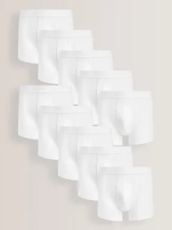 Next - Coupe standard - Caleçon A-Front 10 Pack Blanc Outlet