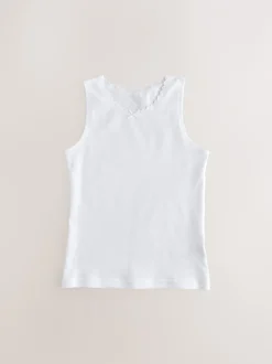 Next Blanc - Débardeur blanc à bordure en dentelle (1.5-16ans) Sale