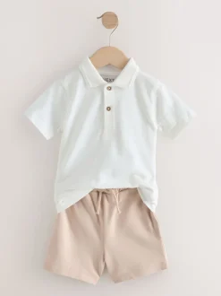 Next Blanc - Ensemble polo texturé à manches courtes et short (3mois7ans) Outlet