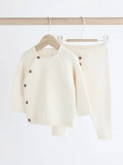 Next Blanc - Ensemble pull et pantalon en maille bébé (0mois-2ans) Sale