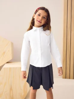 Next Blanc - Fermeture par contact Cotton Rich Extensible Manches longues School Chemises (3-17yrs) New