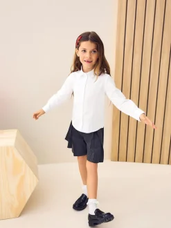 Next Blanc - Fermeture par contact Cotton Rich Extensible Manches longues School Chemises (3-17yrs) New