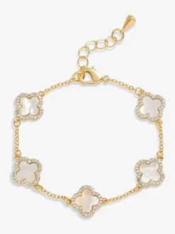 Jon Richard - Jets Bracelet trèfle en émail Blanc Discount