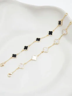 Jon Richard - Jets Bracelet trèfle en émail Blanc Discount