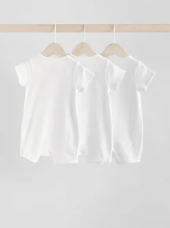 Next Blanc - Lot de 3 barboteuses à fermeture éclair bidirectionnelle pour bébé 100% coton (0mois à3ans) Sale