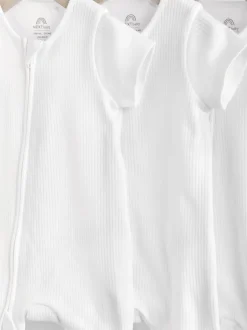 Next Blanc - Lot de 3 barboteuses à fermeture éclair bidirectionnelle pour bébé 100% coton (0mois à3ans) Sale