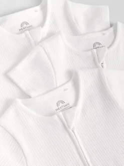 Next Blanc - Lot de 3 barboteuses à fermeture éclair bidirectionnelle pour bébé 100% coton (0mois à3ans) Sale