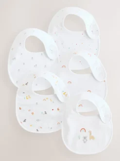 Next Blanc - Lot de 5 bavoirs imprimés animal Bébé Clearance