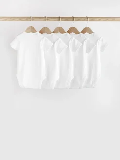 Next Blanc - Lot de 5 bodys côtelés à manches courtes pour bébé Discount