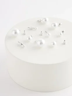 Next Blanc - Lot de 5 boucles d’oreilles effet perles Online