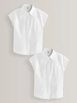 Next Blanc - Lot de 2 chemises d’école haut de gamme en coton extensible riche (3-18ans) Outlet