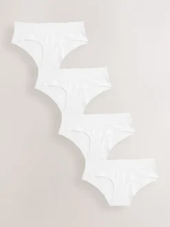 Next - Lot de 4 culottes en coton et dentelle Blanc Clearance