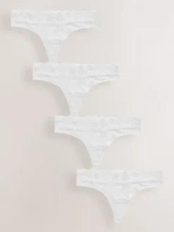 Next - Lot de 4 culottes en coton et dentelle Blanc Sale