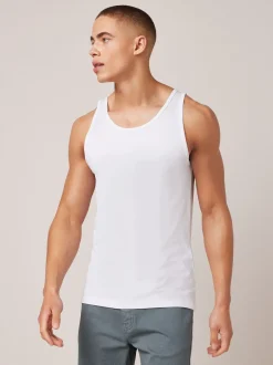 Next Blanc - Lot de 2 débardeurs à superposer purs 100% coton Discount