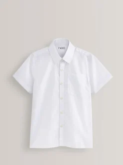 Next Blanc - Lot de 2 Manches courtes Chemises scolaires extensibles (3-16ans) New