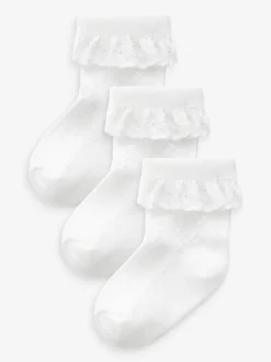 Next Blanc - Lot de 3 paires de chaussettes bébé en dentelle Hot