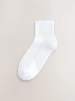 Next Blanc - Lot de 3 paires de chaussettes courtes côtelées à semelle coussinée avec soutien de la voûte plantaire Clearance