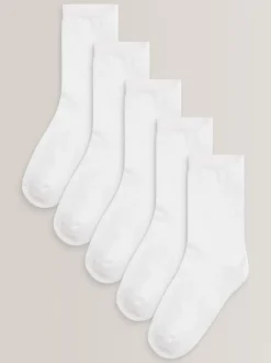Next Blanc - Lot de 5 paires de chaussettes de sport pour l'école enrichies en coton matelassées Best