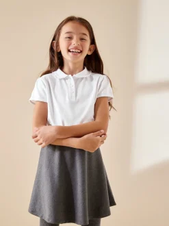 Next Blanc - Lot de 2 polos en coton extensible à col volanté pour l'école (3-16ans) Online