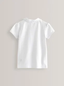 Next Blanc - Lot de 2 polos en coton extensible à col volanté pour l'école (3-16ans) Online
