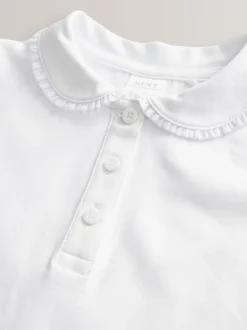 Next Blanc - Lot de 2 polos en coton extensible à col volanté pour l'école (3-16ans) Online