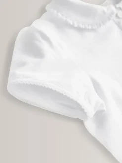 Next Blanc - Lot de 2 polos en coton extensible à col volanté pour l'école (3-16ans) Online
