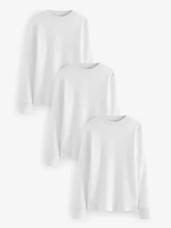 Next Blanc - Lot de 3 T-shirts à manches longues 100 % coton (1.5-16ans) Clearance