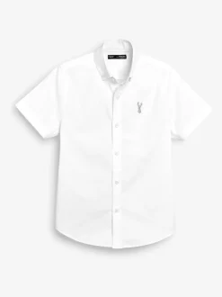 Next - Manches courtes Coton riche Oxford Chemise (3-16ans) Blanc New