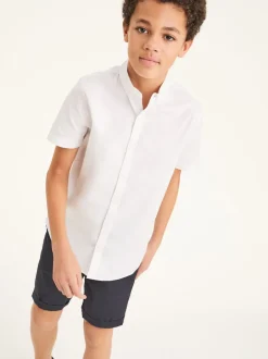 Next Blanc - Manches courtes Coton riche Oxford Chemise (3-16ans) Outlet