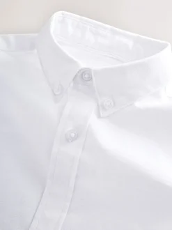Next Blanc - Manches courtes Coton riche Oxford Chemise (3-16ans) Outlet