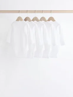 Next Blanc - Manches longues Rib Bébé Body 5 Pack