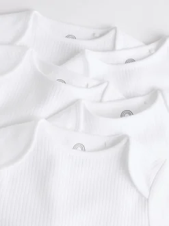 Next Blanc - Manches longues Rib Bébé Body 5 Pack