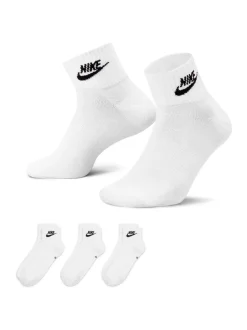 Nike Blanc - Tous les jours Essentiel Cheville 100% Coton Chaussettes 3 Lot Outlet