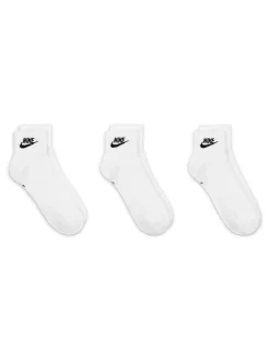 Nike Blanc - Tous les jours Essentiel Cheville 100% Coton Chaussettes 3 Lot Outlet