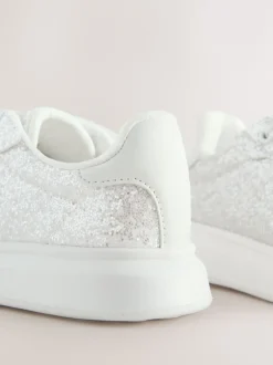 Next Blanc à paillettes - Baskets à lacets Sale