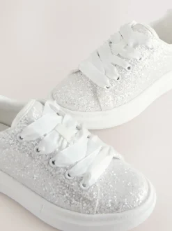 Next Blanc à paillettes - Baskets à lacets Sale