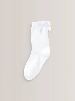 Next Blanc - Paquet de 5 chaussettes scolaires à cheville en coton riche Nœud Hot