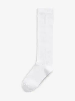 Next Blanc - Paquet de 3 chaussettes d'école à genoux en coton riche Pointelle Sale