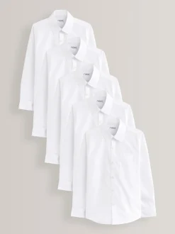 Next Blanc - Paquet de 5 chemises d'école à manches longues (3-17ans) Online