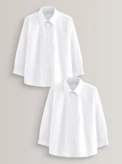 Next Blanc - Paquet de 2 chemises d'école à manches longues (3-18ans) Outlet