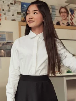 Next Blanc - Paquet de 2 chemises d'écolier à manches longues en coton riche extensible (3-18ans) Discount