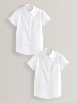 Next Blanc - Paquet de 2 Manches courtes Chemise d'écolier à col arrondi (3-16ans) Best