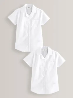 Next Blanc - Paquet de 2 Manches courtes Revere School Collar Shirts (3-17ans) Online