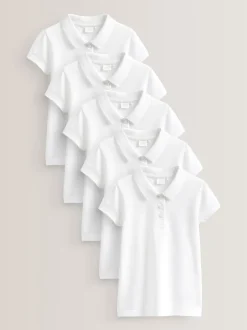 Next Blanc - Paquet de 5 Polo Manches courtes 100% coton (3-16ans) New