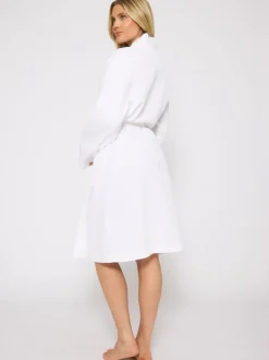 Loungeable - Peignoir gaufré 100% coton Blanc Outlet