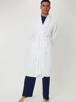 Loungeable Blanc - Peignoir homme classique en éponge Discount
