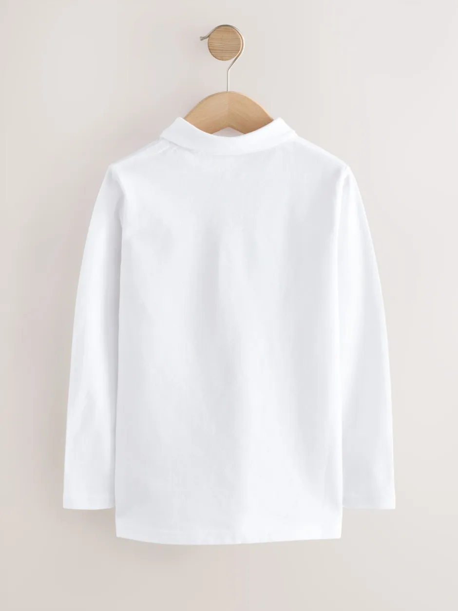 Next Blanc - Polo à manches longues pour l'école, lot de 2 (3-16ans) Hot