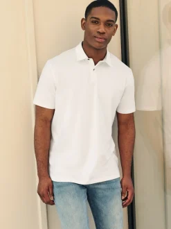 Next - Polo en jersey Manches courtes 3 Pack Blanc Clearance