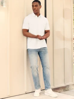 Next - Polo en jersey Manches courtes 3 Pack Blanc Clearance